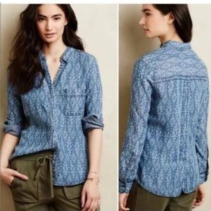 Holding horses Jean long sleeve button up pocket western print v neck